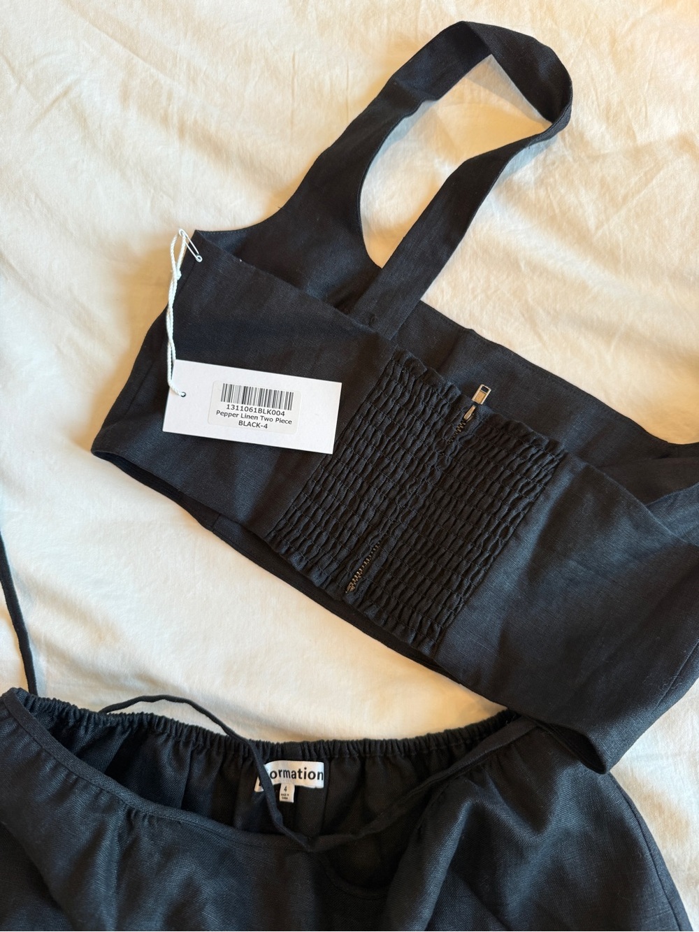 Reformation Black Linen Two-Piece Maxi Skirt Set 4 - Picture 4 of 7